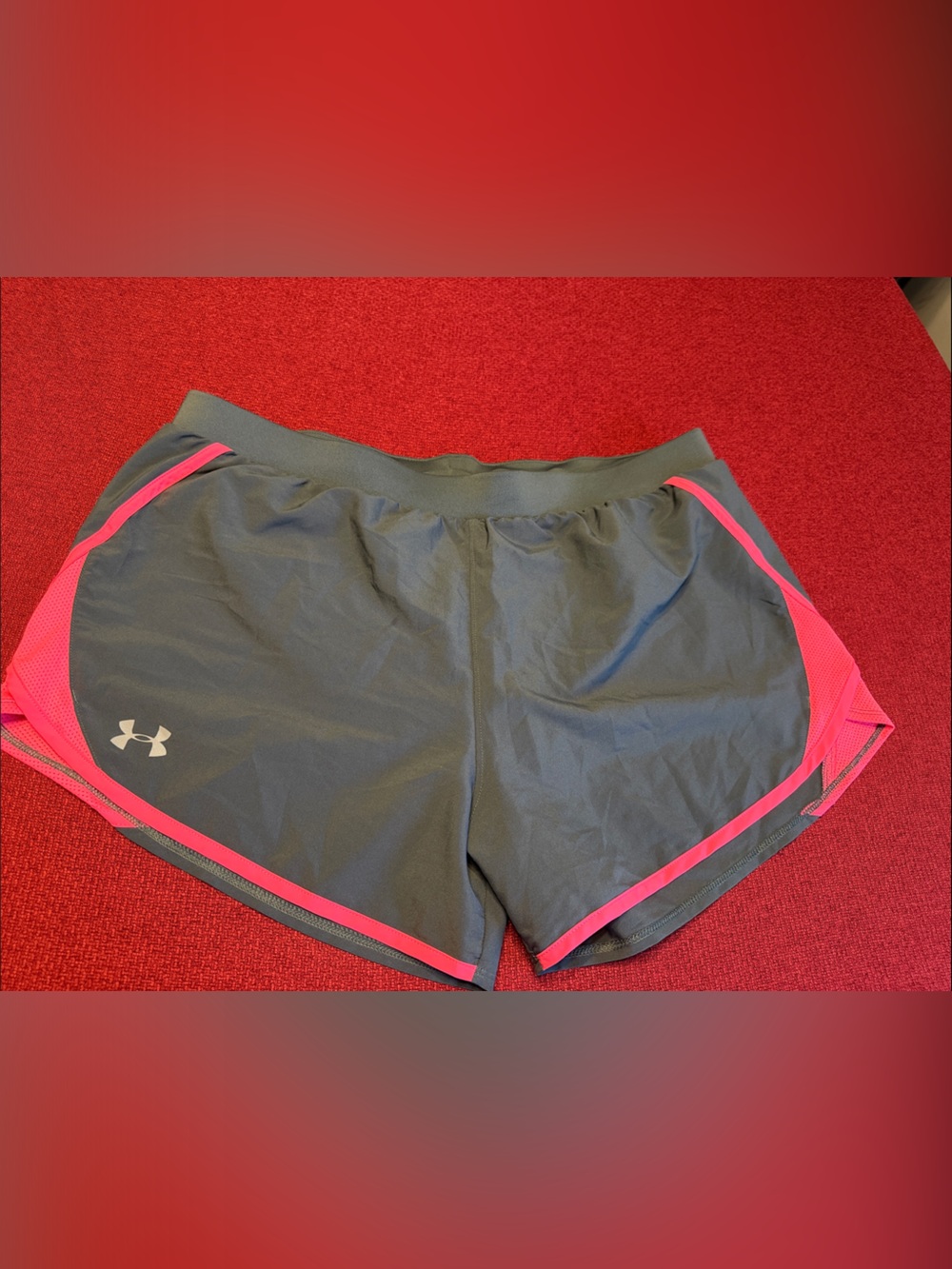 Under Armour Gray Athletic Shorts with Pink Trim